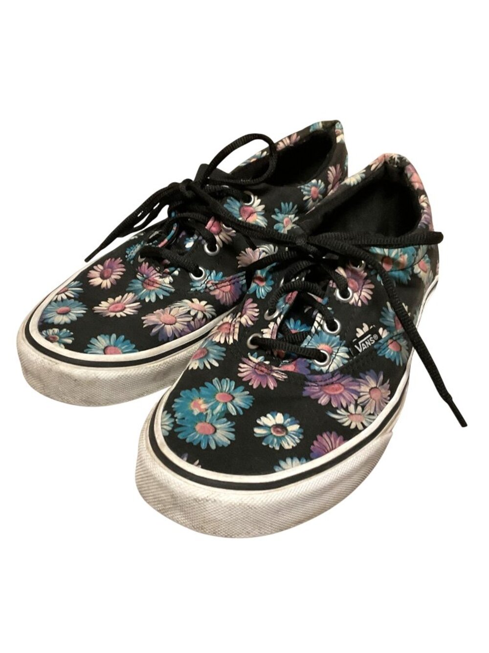 Vans Doheny Floral Sneakers Low Tops Size 9 Black Canvas Daisy Pattern Womens